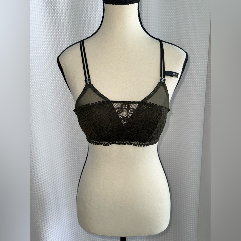 Aerie‎ Dark Green Real Power Wireless Push Up Joy Lace Convertible Bra 32A